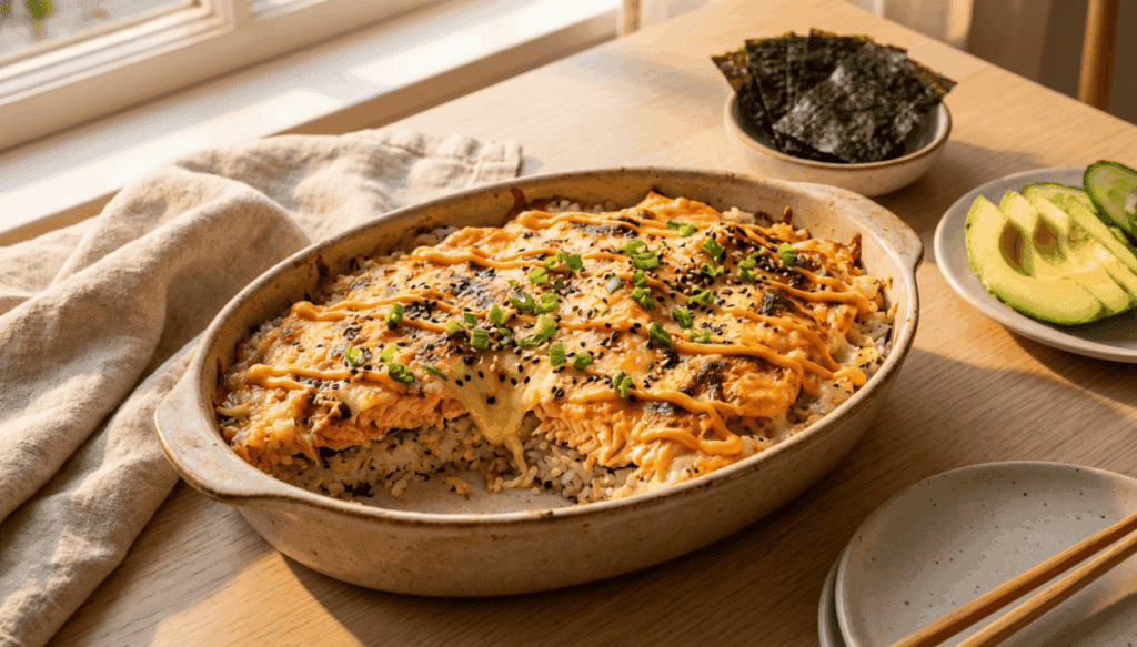 Sushi Auflauf selber machen – warmes Sushi Bake mit Lachs